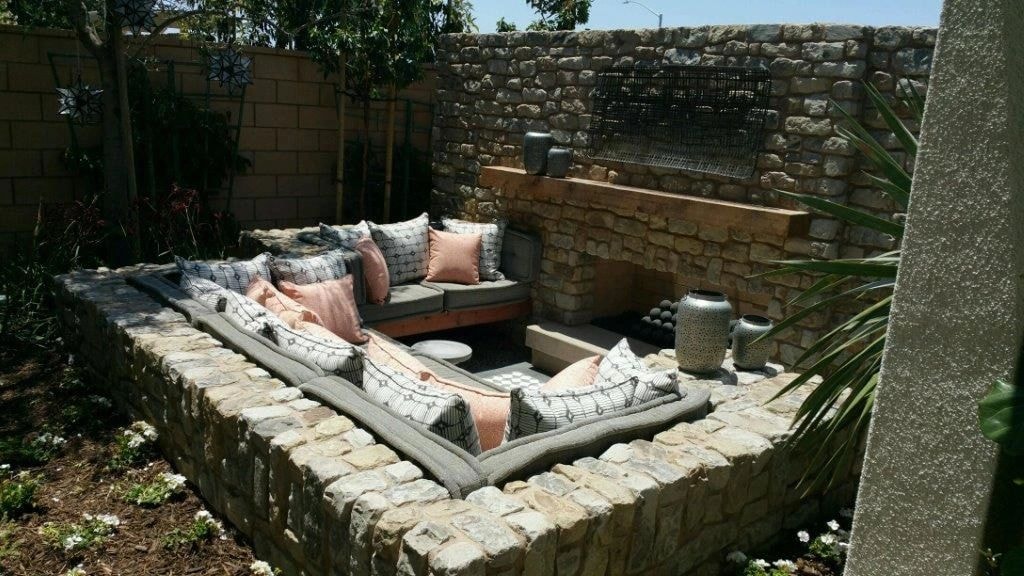 Mediterranean courtyard brick walls